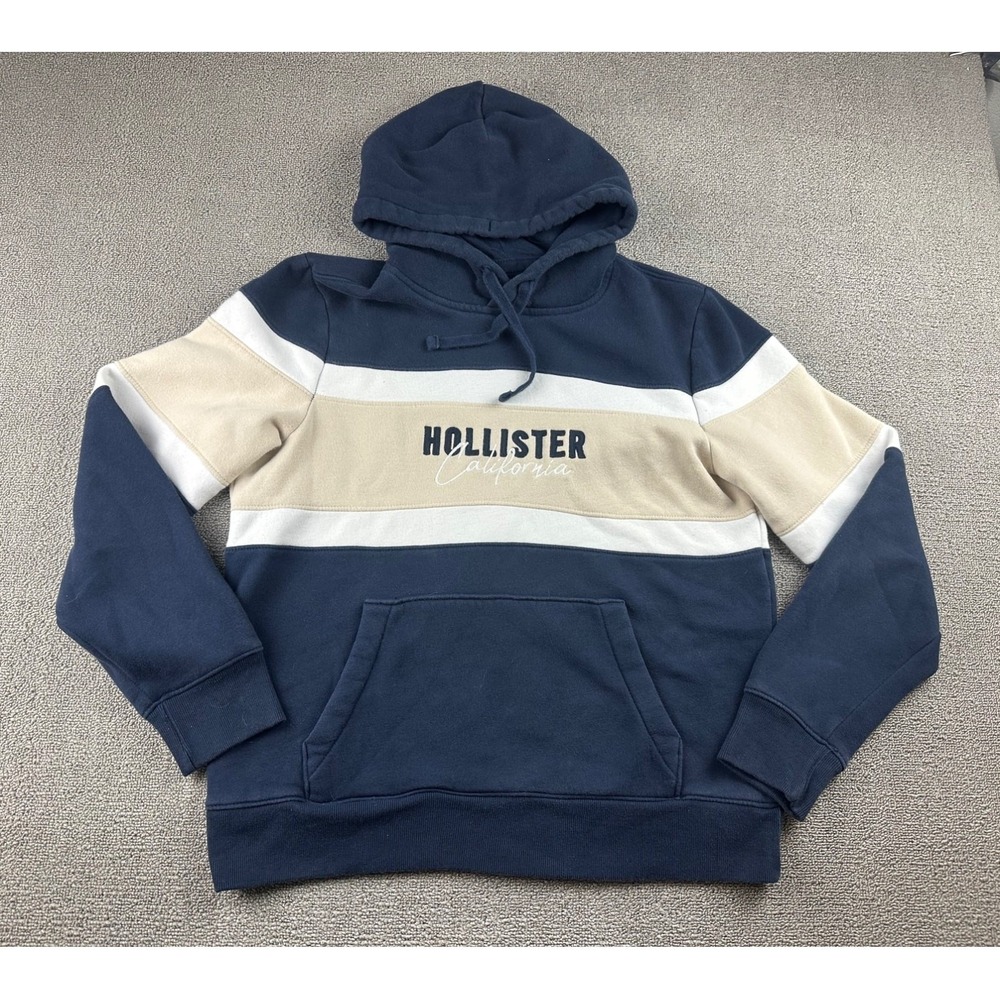 Hollister Hoodie Men L Multi Color Colorblock Streetwear Preppy Skate Athleisure